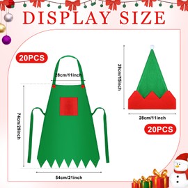 Handepo 40 Pieces Christmas Apron and Hat Kit Costume Apron Kit for Party
