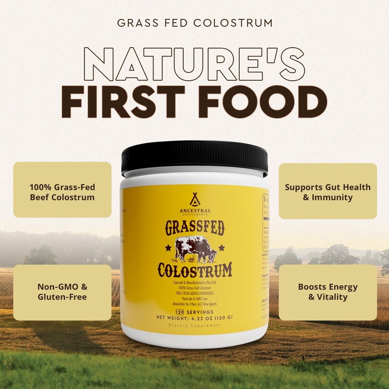 Ancestral Supplements Bovine Colostrum Powder - Grass Fed, Freeze Dried,