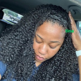 Factory Price Headband Wig / V Part U Part Half Wigs 3 in 1 Wig Vendor Glueless Indian Curly Burmese Curly Human Hair Wigsstyle: U / V part WIg, color: WavyCurl Wig, stretched length: 12 inches, Lace Size: None Lace