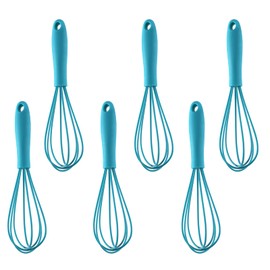 6Pcs Silicone Whisk, Mini Whisk Set, Small Whisks For Cooking, Hand Milk Frothers, For Non-Stick Cookware,Egg Beater Perfect For Blending,Whisking,Beating,Frothing & Stirring (Blue)