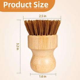 SAMBUTECO Cast Iron Cleaner Scrubber with Copper Bristle Natural Bamboo Handle Heavy Duty Pot Brush for Cast Iron Pans, Cast Iron Skillets Dutch Ovens Pots BBQ Grill Rust Removal and Cleaning