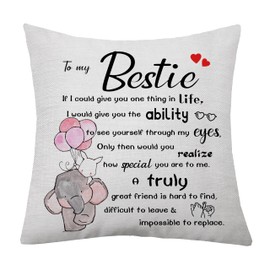 aligarian Best Friend Cushion Cover Friendship Friend Gift for Women Girls Bestie Coworkers Cushion Cover Gift Best Friend Graduation Birthday Christmas Throw Pillow Case Gift (Bestie-5)