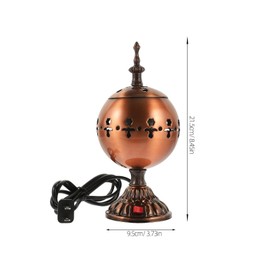 Electric Incense Burner Middle Eastern Style Tabletop Electric Censer Censer Metal Incense Burner for Home Office Yoga Spa Decor Copper