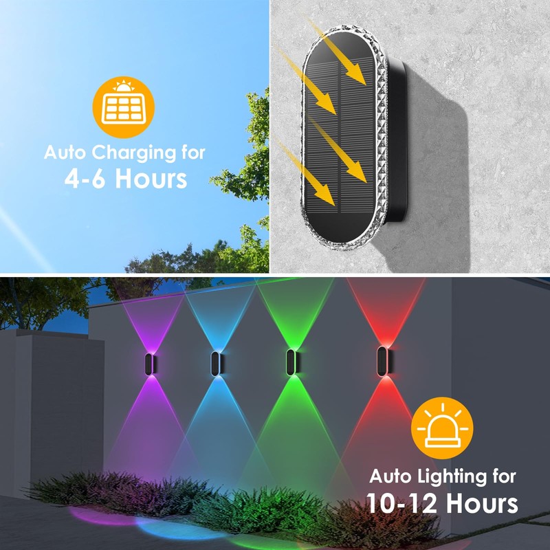 LIANGLOME 8PK Solar Fence Lights Outdoor - Solar Outdoor Light