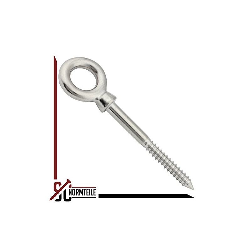 Eye bolt with wood thread, 6 x 60 mm, 1