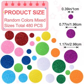 PAGOW 480 Pcs Self Adhesive Foam Stickers, Foam Shapes, Glitter Sticker, Foams Shape Stickers for Crafts, Home Decorations, Party, Christmas (10 Colors)
