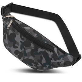 Bumbag Waist Fanny Pack Running Belt for Men Women Unisex Bum Bag with Adjustable Belt for Biking Traveling Outdoors Workout Cycling Fitness Hiking (CamoBlack)