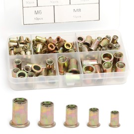 Set of 100 Rivet Nuts M3-M8 - High-Strength Threaded Rivets with Knurling, Galvanised Retractable Nuts Assortment - For Workshop, DIY, Metal Plates, Furniture Attachment