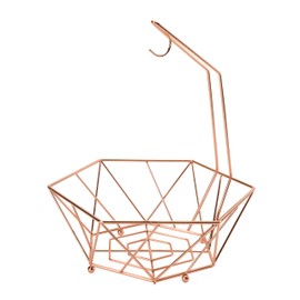 Kitchen Details Geode Decorative Basket Bowel with Banana Tree Hanger, Perfect for Fruits, Vegetables, Snacks & More, Copper