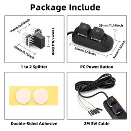 Power Switch for Desktop Computers Binghe PC Power Button PC Power Switch External with Start and Reset Control Multifunctional Desktop Power Switch with LED Light for Computer Motherboard, 2M