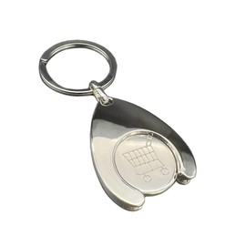 WATERBELINE Token Keychain, Portable Keychain with Shopping Cart/Euro/Blank Coin Tokens Pendnat Durable Metal Coin Holder for Food Supermarket, b
