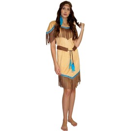 MAYLYNN 16617 - Indian Squaw Costume for Women, 3 Pieces: Dress, belt, headband., m, brown