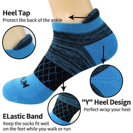 BIOAUM Cushioned Men's Ankle Socks Size 10-13, 6 Pairs Cotton Athletic Sport Breathable Low Cut Socks for Running