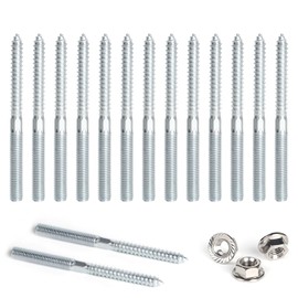 DBREAKS Hanger Bolts Torx, Pack of 15 Double Head Screws, M8 x 80 mm Double Thread Screws, Double Sided Dowel Screws with Locking Tooth Nuts, Screw Pins Thread, Galvanised Double Thread for Furniture