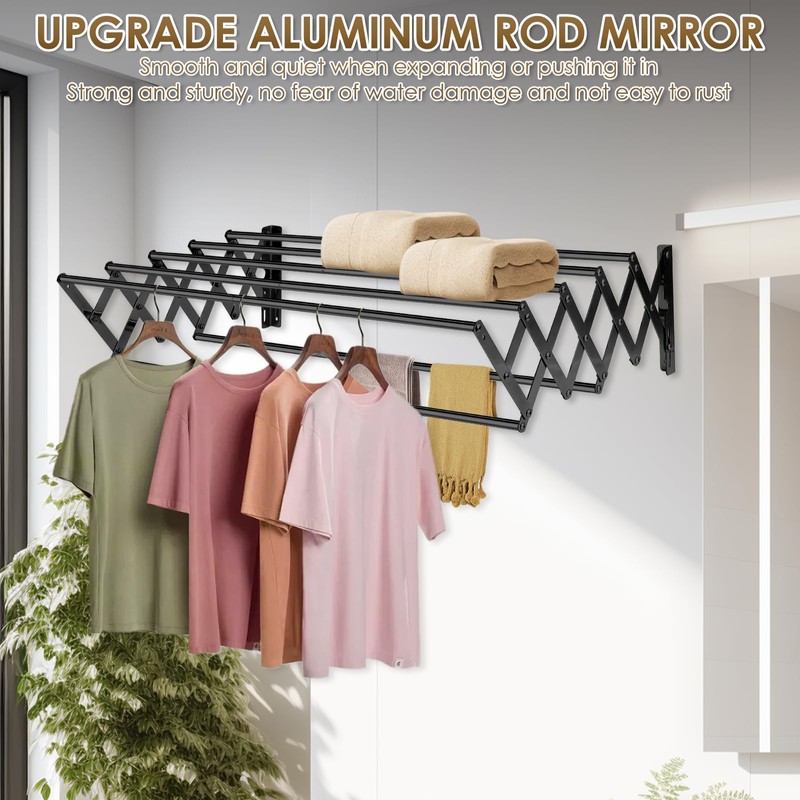 XL-31.5'' Wall Mounted Clothes Drying Rack, 130 lbs Large Capacity