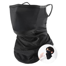 Wild Scene Face Cover, UV Protection, Open Mouth, Sun Protection, UPF 50+, Cooling Sensation, For Summer, Sweat Absorbent, Quick Drying, For Men and Women (Black)