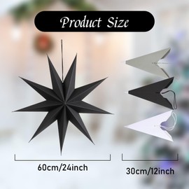 EASY JOY 9 Pointed Star 3D Paper Hanging Christmas Decorations Wedding Birthday Baby Shower Room Christmas Ornaments Party Supplies, 3 Pcs…