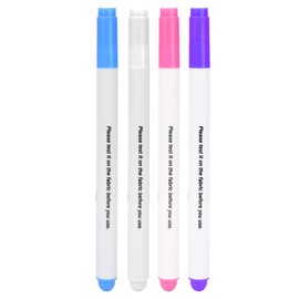 Estink Water Soluble Pens, 4 Pieces Water Soluble Fabric Marker Pens with Disappearing Ink for Leather Crafts, Purple/Pink/Sky Blue/White
