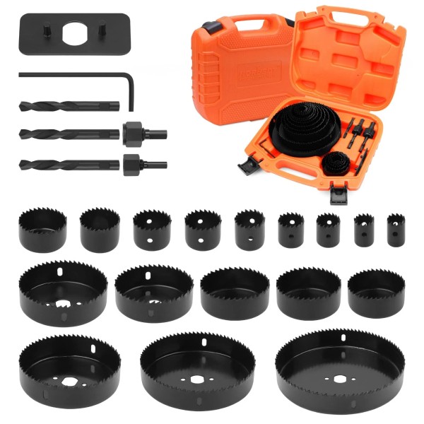 Horusdy Hole Saw Set 24PCS Hole Saw Kit,Hole Saw Drill