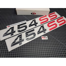 350 400 454 SS Decals (2pk) Truck Bedside Stickers Fits 1990-1993 Chevy Silverado 1500 2500 (Gloss Black & Red, 454 SS)