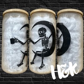 Skeleton Moon Glass Can - Style: Clear