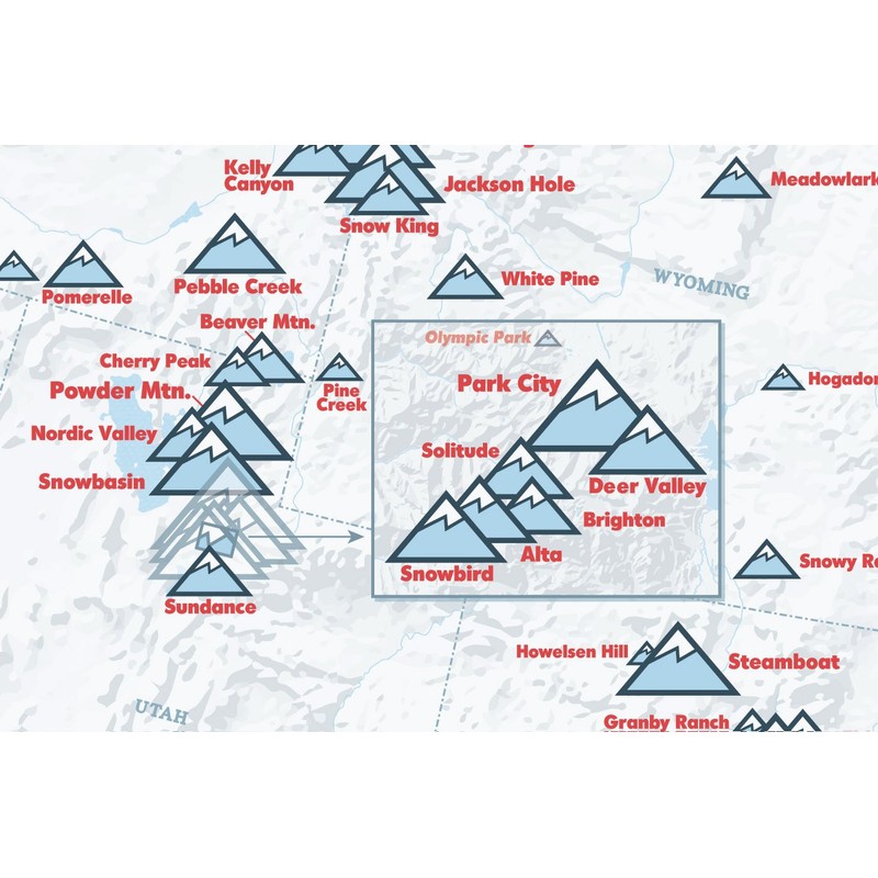 North America Ski Resorts Map 24x36 Poster (White & Light