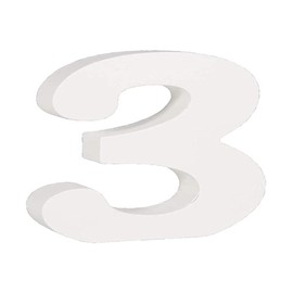 Rayher 62703000 MDF Number 3, White, 11 cm, Thickness 2 cm, 3D Wooden Number