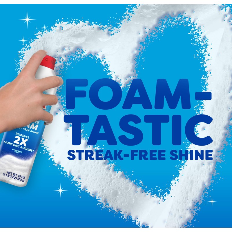 Windex Fast Shine Foam Glass Cleaner, No-Drip Aerosol Cleaning Spray,