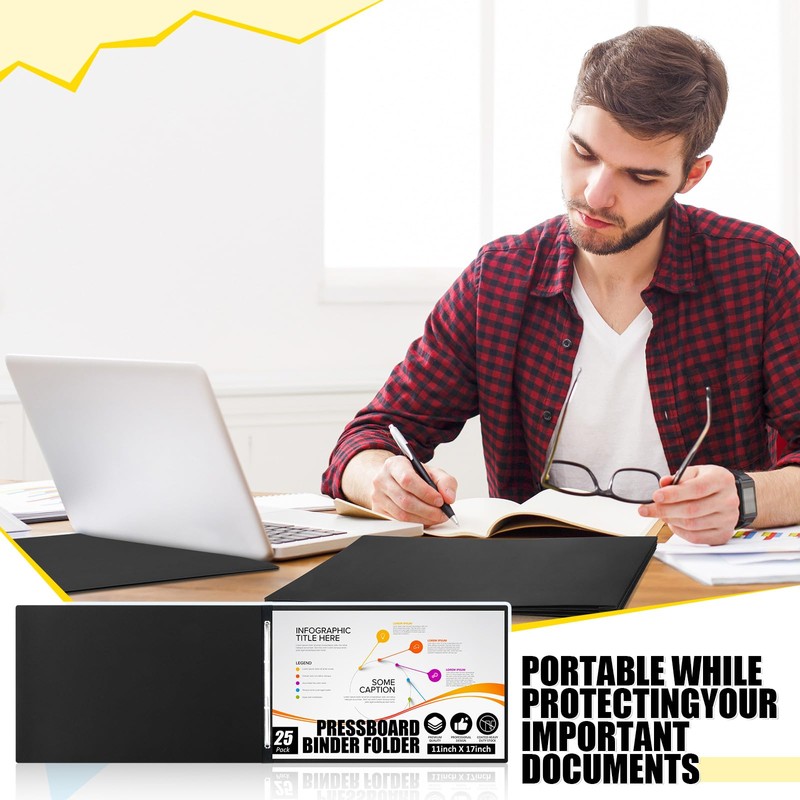 Resurhang 25 Pcs Pressboard Report Cover, 3" Capacity Presentation Binder