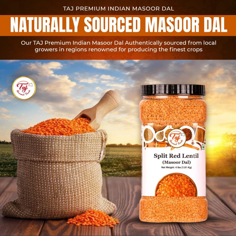 TAJ Gourmet Foods 64 Ounce Masoor Dal Red Lentils Easy