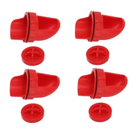 4 Sets DIY Chicken Feeder Rain Proof Poultry Feeder Port Gravity Automatic Feed Kit for Buckets Barrels Bins Troughs Red