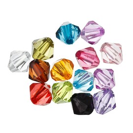 HOUSWEETY 1000 Mixed Bicone Beads Bicone Rhombus Faceted Acrylic Beads 6 x 6 mm