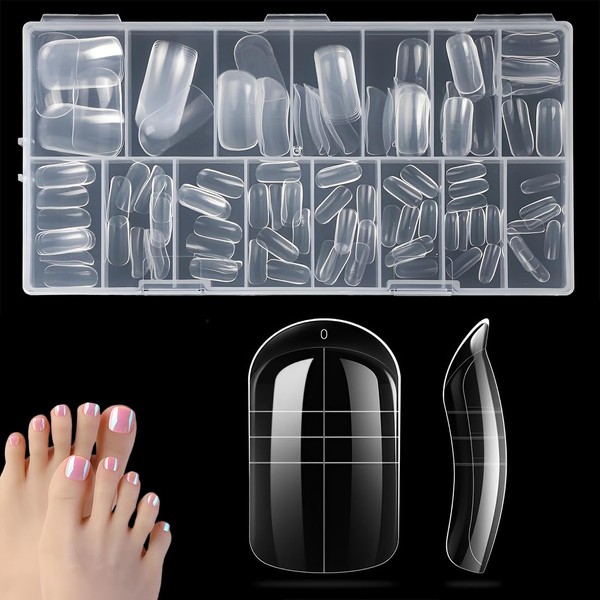 150 Stück Polygel Nagelformen für Zehen, Lange fußnägel zum aufkleben