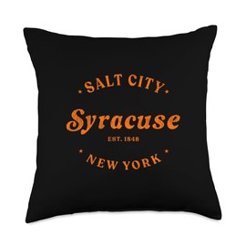Syracuse By Design Tee Company Retro NY EST 1848 Salt City Syracuse Throw Pillow, 18x18, Multicolor