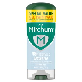 Mitchum Men’s Triple Odor Protection Antiperspirant & Deodorant Gel, Unscented, 48HR Protection, 2 pack