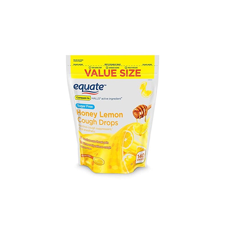 TOMENGBEI Equate Sugar Free Honey Lemon Cough Drops, 140 Drops