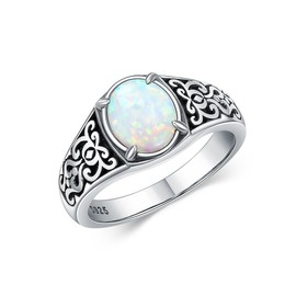 Mens Womwn White Opal Rings,925 Sterling Silver Opal Ring for Men Opal Engagement Rings for women Mens Opal Ring for men Women Jewelry Gift for Women men-1, Metal, Opal