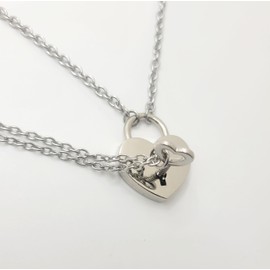 Matching Heart Lock and Heart Key Necklace Set for Couples Padlock Jewelry BFF Gift Boyfriend Girlfriend