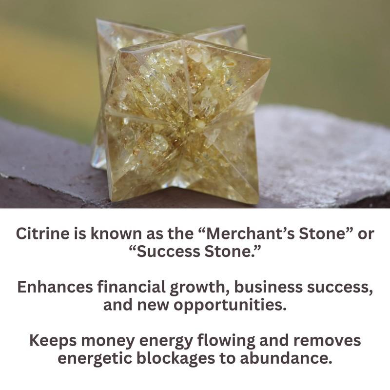 Prajet Crystal Citrine Orgone Merkaba 4 Inch Natural Citrine Large