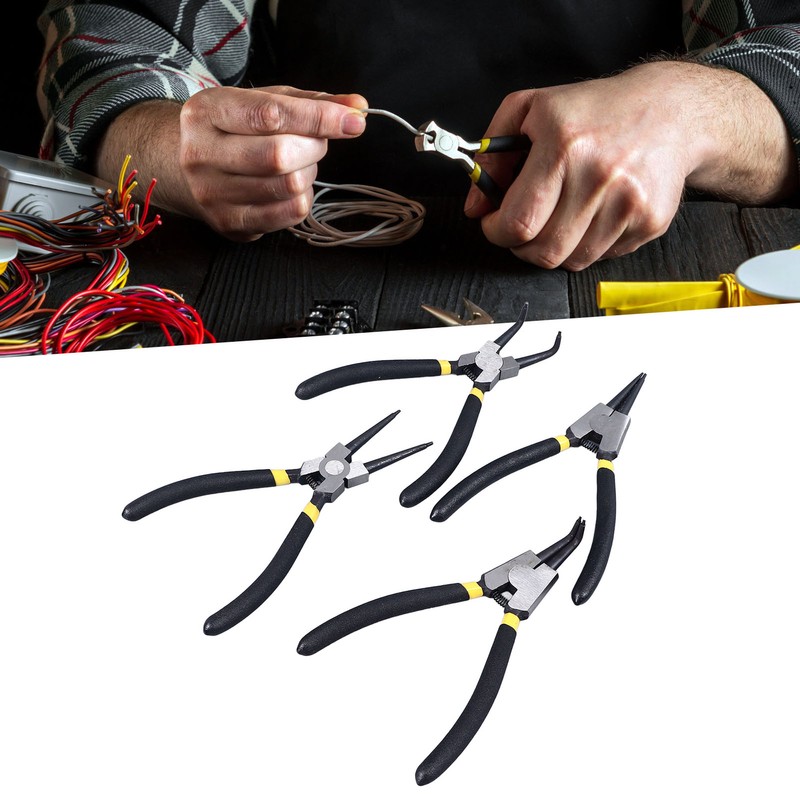 4Pcs Snap Ring Pliers Set Steel Circlip Pliers Kit with