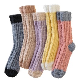 DoSmart Fuzzy Socks For Women Slipper Warm Fluffy Soft Winter Cozy Plush Sleep Cabin Christmas Home Socks(Multicolor)