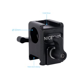 NICEYRIG Multifunctional NATO Clamp to 15mm Rod Clamp Cold Shoe Mount Quick Release NATO Rail Lock for 15mm Rod Rail Extension EVF Bracket Follow Focus