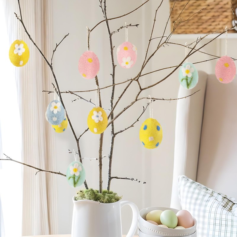 BETESSIN Pack of 6 mini Easter eggs for hanging, colourful