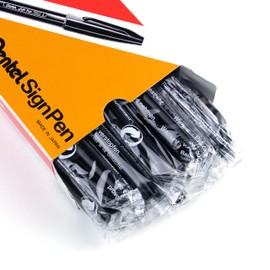 Pentel S520A Sign Pen Fine Point Color Marker, Bullet Tip, .7mm, Black Barrel/Ink, Dozen