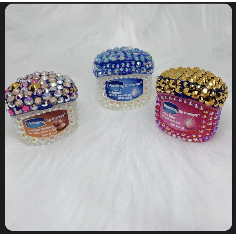 Vaseline Rhinestone covered vaseline lip therapy KEEPSAKE jar