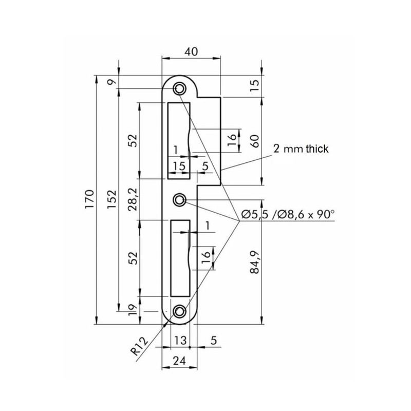 Premium Quality M4TEC ZB7 Gloss Stainless Steel Strike Locking Door