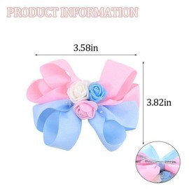 Baby Hair Bow Clips Flower Bowknot Hair Barrettes for Kids Girls 2 PCS Grosgrain Bows Hairpins Birthday Holiday Hair Styling Accessories, Blue