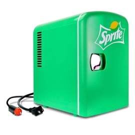 Sprite Mini Fridge - 6 Can Refrigerator for Bedroom Office, Portable Table Top Beverage Cooler, 12V 110V Refrigerador For Drinks, Soda, Wines, Use In Car, Dorm, Outdoor, Patio