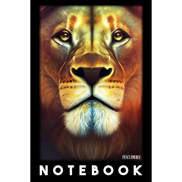 Lion Big Cat wildlife lion's head lion mane - Notebook: