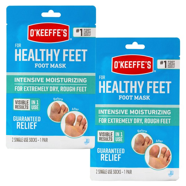 O'Keeffe's Healthy Feet Intensive Moisturizing Foot Mask, One Pair Single-Use Socks, (Pack of 2)